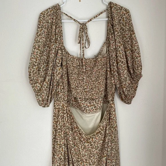 Bohme Brown Smocked Puff Sleeve Sundress - Picture 3 of 6